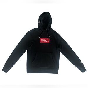 Black Men’s Cotton TWINZZ Hoodie with embroidered red logo Size Med.